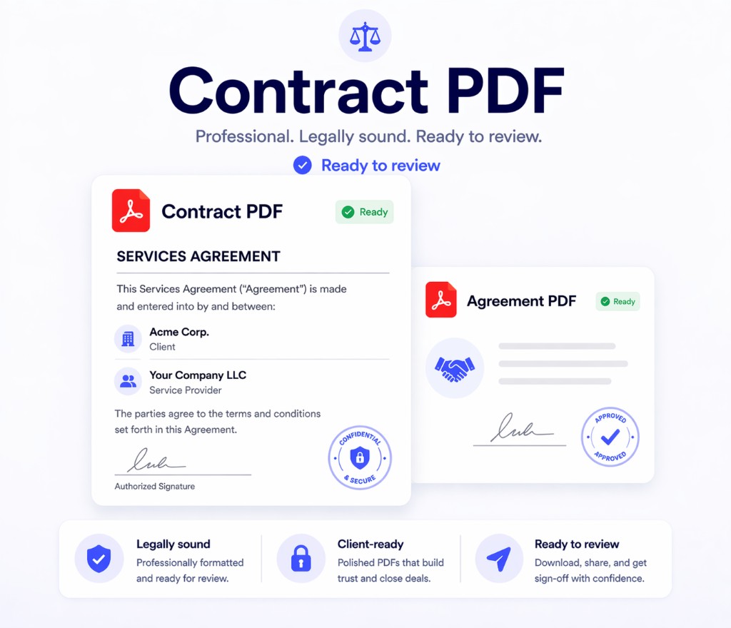 Contract PDF exported from Notion and ready to review with Print Notion