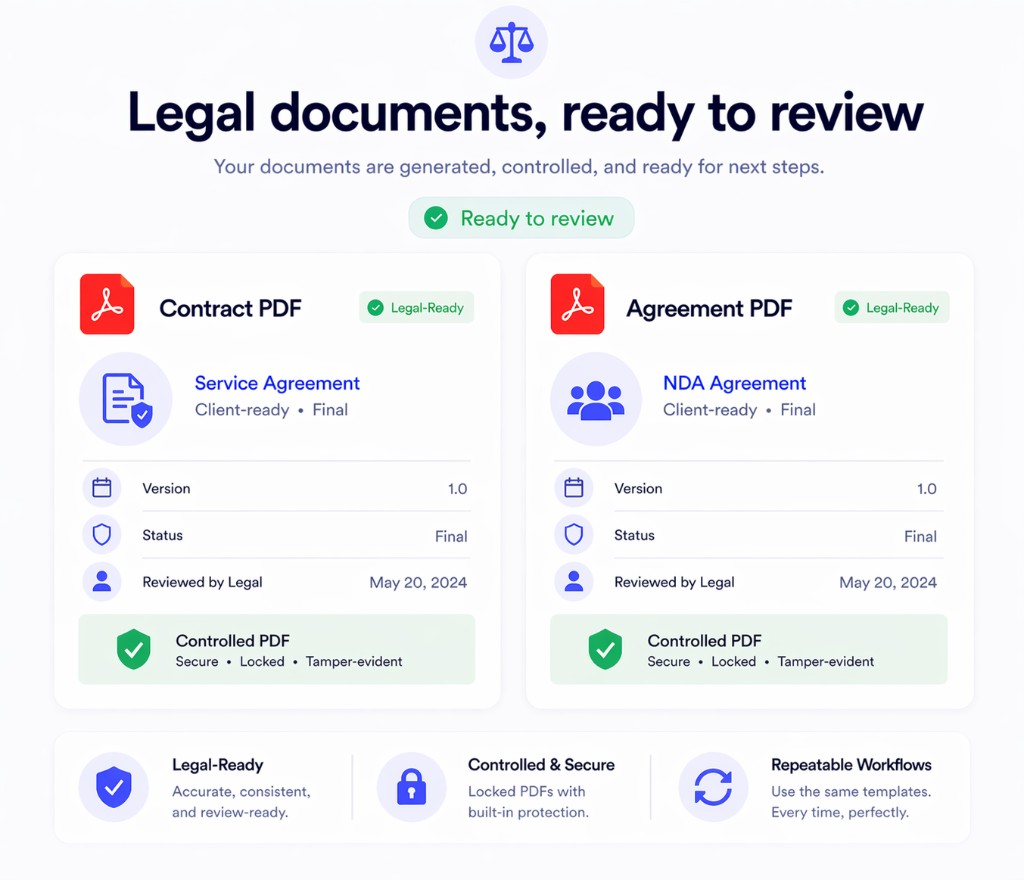 Contract and agreement PDFs from Notion ready to review with Print Notion