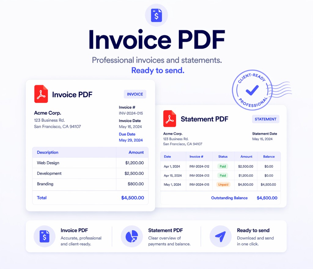 Invoice and statement PDFs from a Notion template ready to try with Print Notion